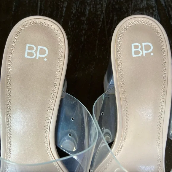 BP Naomi Clear Translucent Nude Block Heel Sandals Heels Party Size 10M - Picture 5 of 11